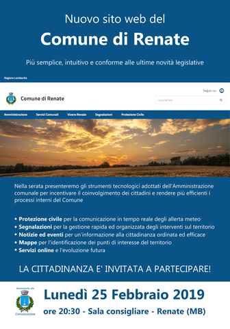 Presentazione nuovo sito web del Comune di Renate
